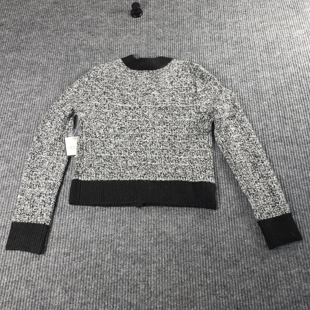 Laundry by Shelli Segal Black White Tweed Knit Cardigan Pearl Button‎ Sweater XS